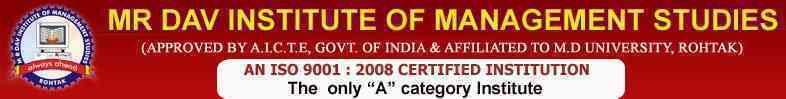MR DAV Institute of Management Studies, Rohtak